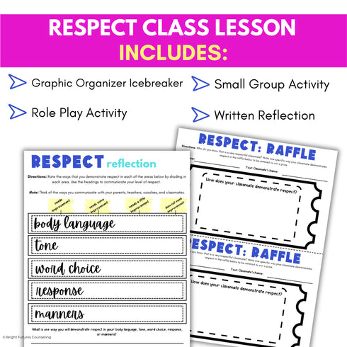 Respect Activities for Middle School - Respect SEL and School Counseling Lesson